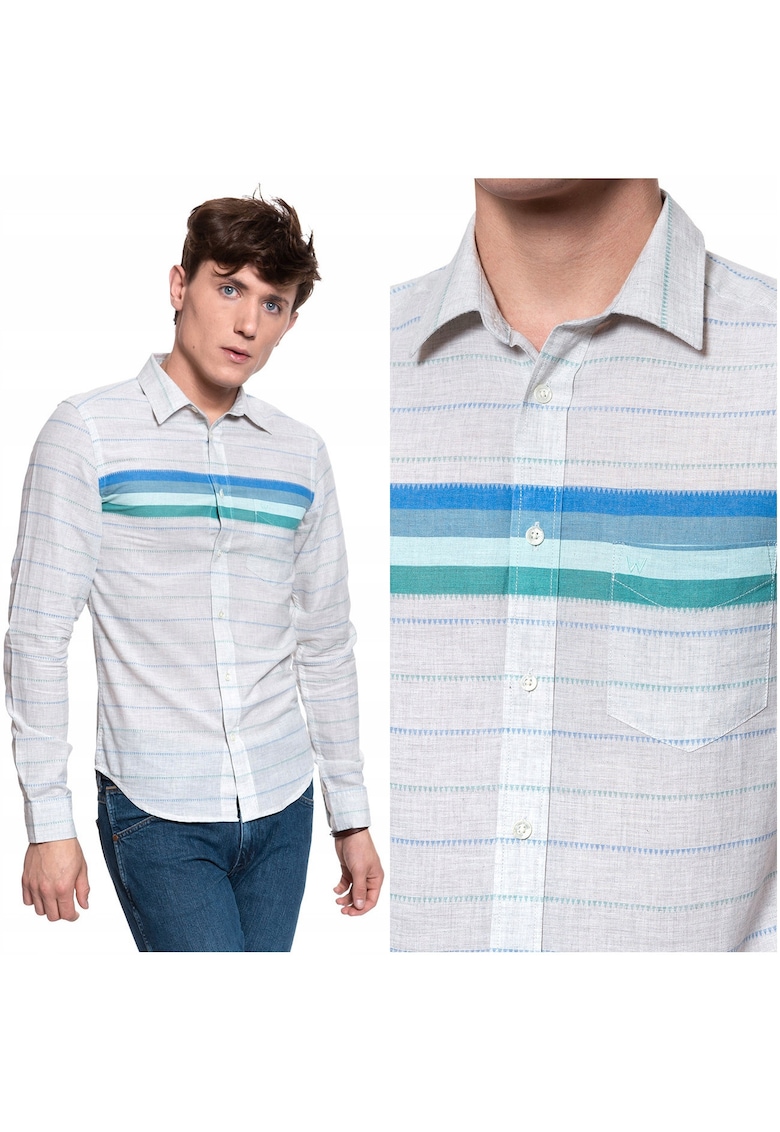 Camasa Barbati - Camasa Cu Maneci Lungi 1 Buzunar - Croi: Slim Fit - Inchidere: Nasturi - Compozitie Material: 100% Bumbac - Numar Buzunare: 1 - Bej Melanj - 1 Bucata