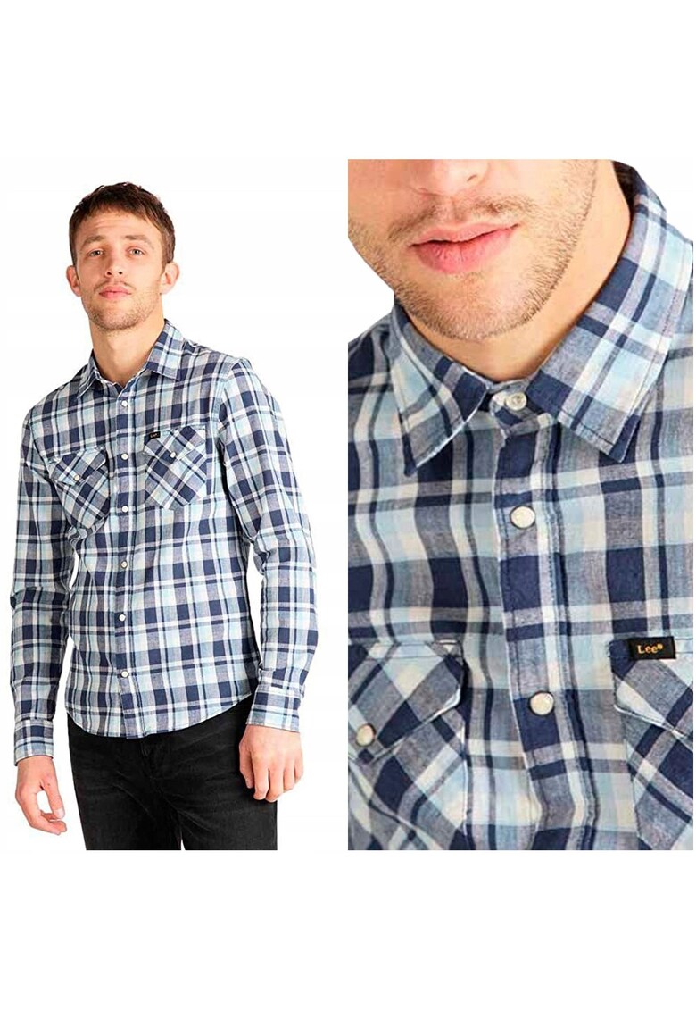 Camasa Barbati - Camasa Western Curata - Croiala Slim - Capse - 2 Buzunare - Compozitie: 88% Bumbac - 10% In - 2% Elastan - Multicolor