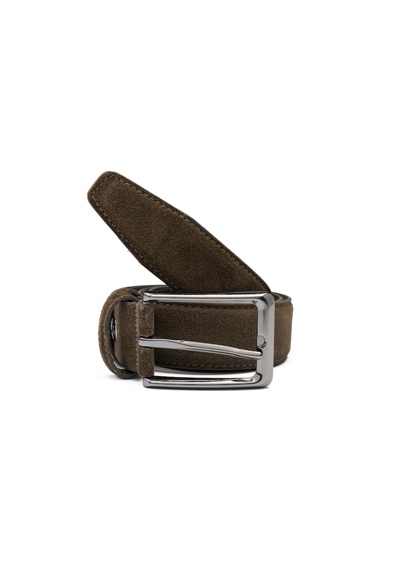 Curea piele barbati - verde - Simple line - 110cm