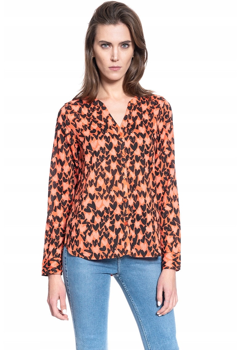 Bluza Dama - Emma Basic Aop - Croi Normal - Inchidere: Nasturi - Material: 100% Bumbac - Model Dominant: Print - Multicolor - 1 Bucata