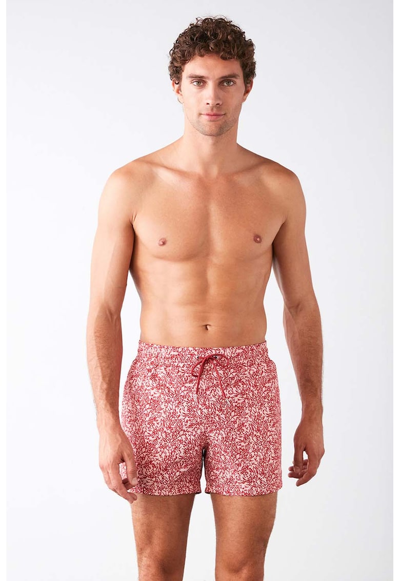 Pantaloni scurti de baie cu snur si model floral Pantaloni scurti de baie cu snur si model floral