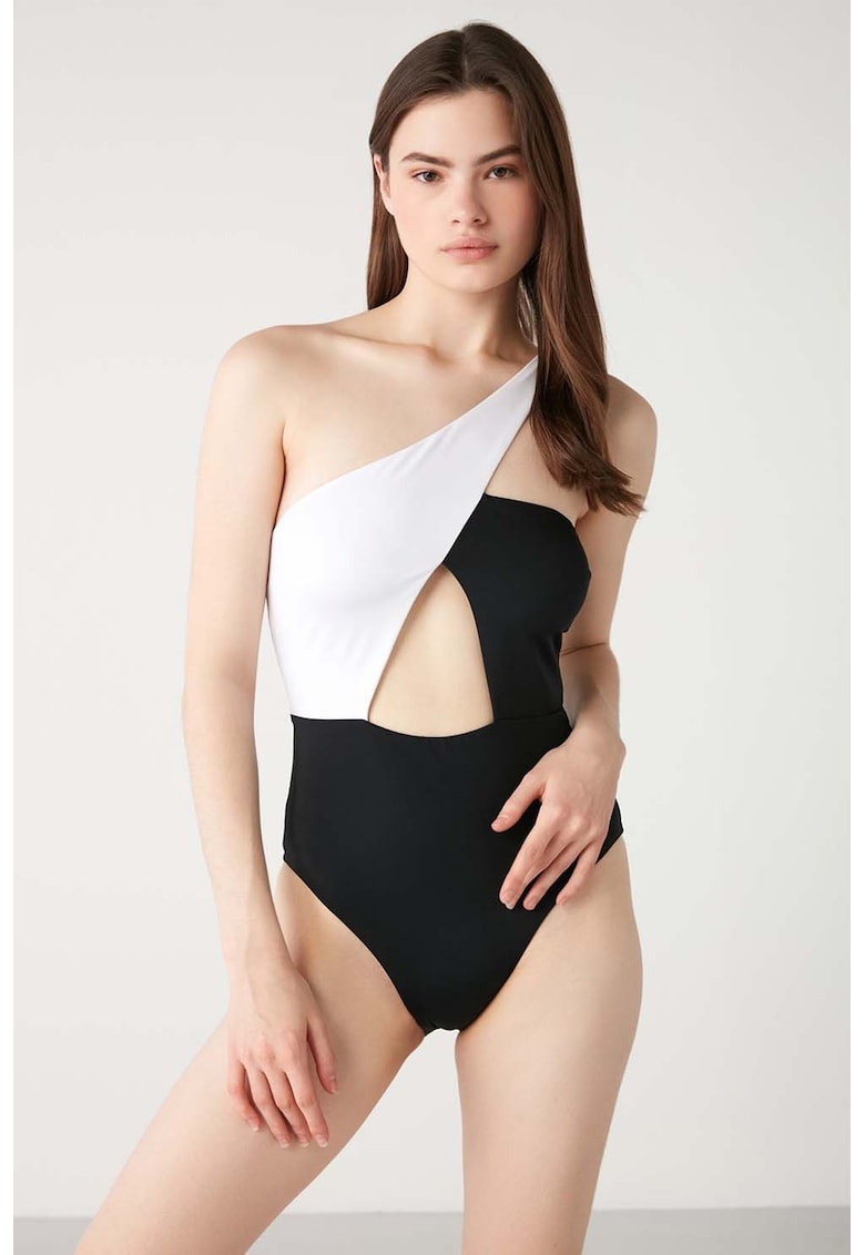 Costum de baie intreg cu model colorblock
