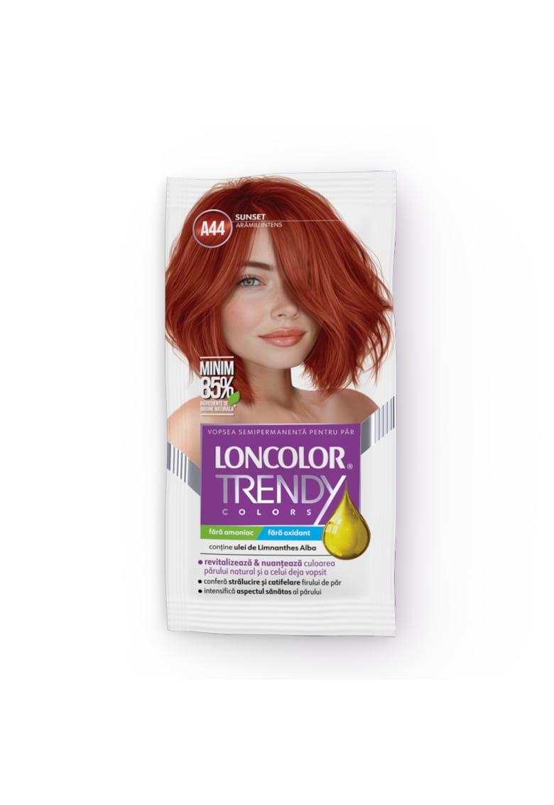 Vopsea de par semi-permanenta fara amoniac A44 aramiu intens - 50ml