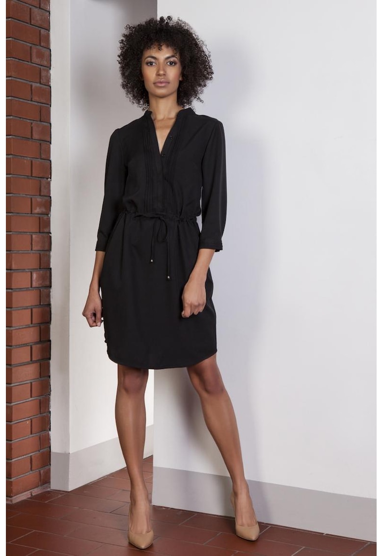 Rochie uni cu snur in talie si nasturi