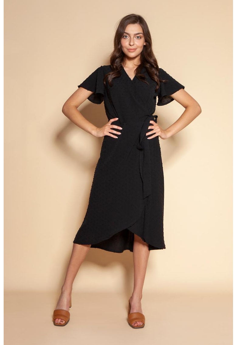 Rochie midi cu prindere laterala si model petrecut