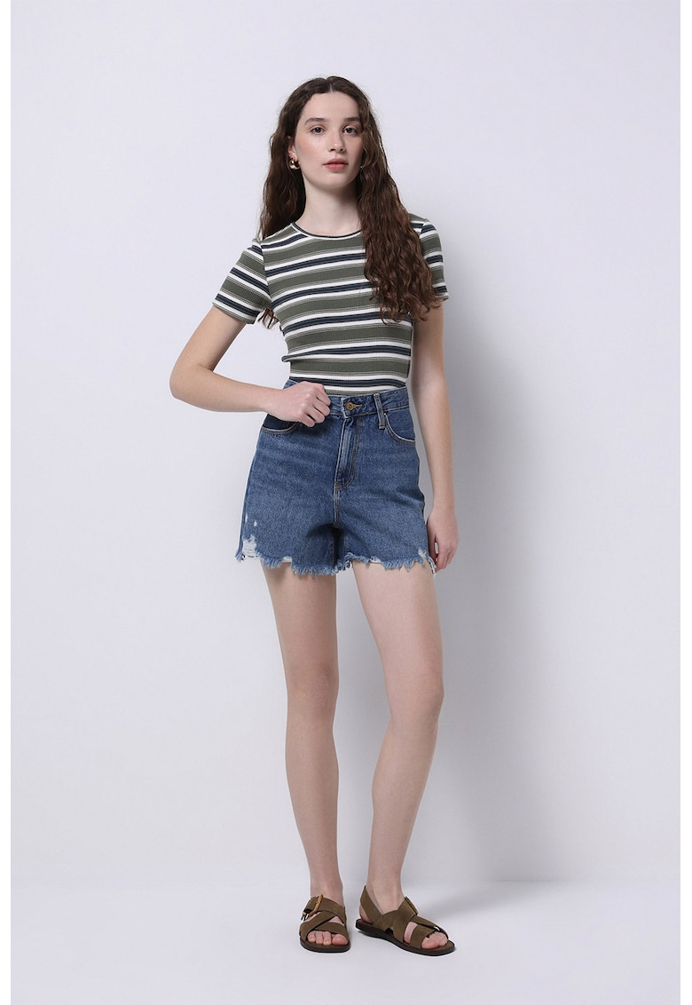 Blugi scurti din denim cu talie inalta