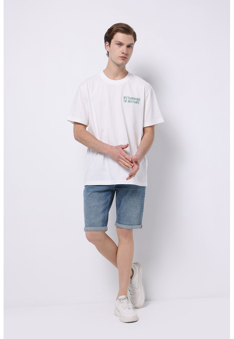 Blugi scurti cu design 5 buzunare - Albastru pastel