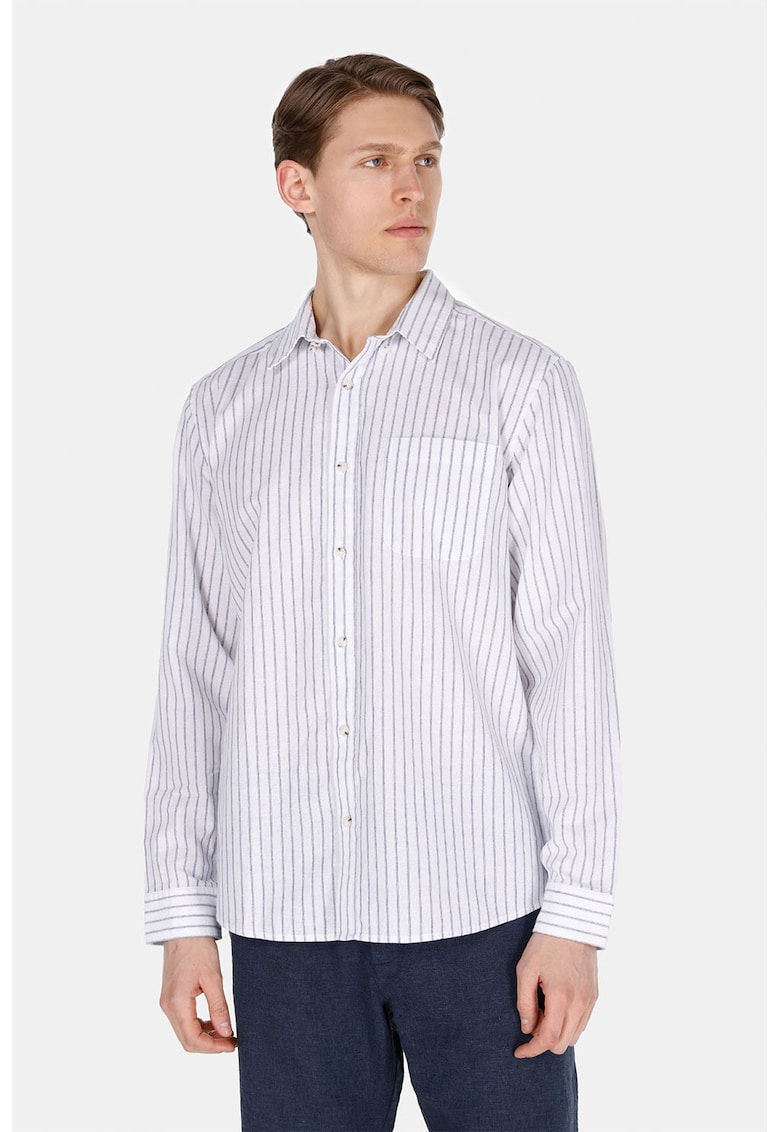 Camasa din amestec de in cu model in dungi
