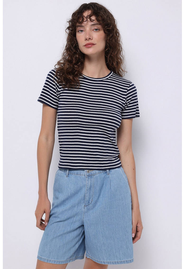 Tricou slim-fit cu dungi - Alb/Negru