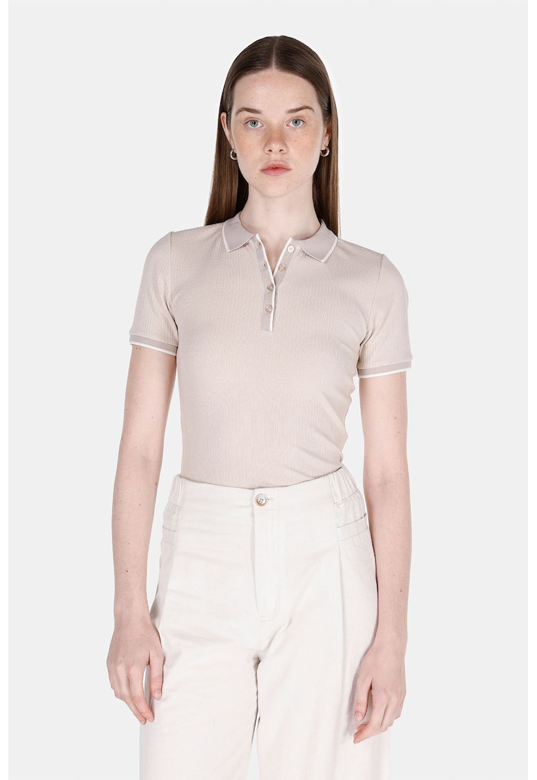 Tricou polo slim-fit cu terminatii contrastante