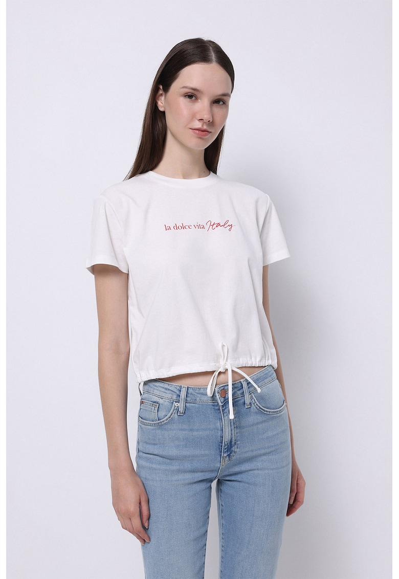 Tricou regular-fit cu terminatie cu snur Tricou regular-fit cu terminatie cu snur