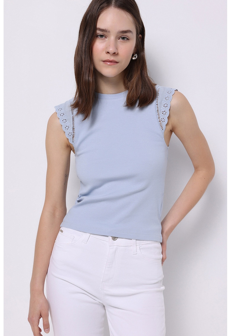 Bluza slim fit cu decolteu la baza gatului