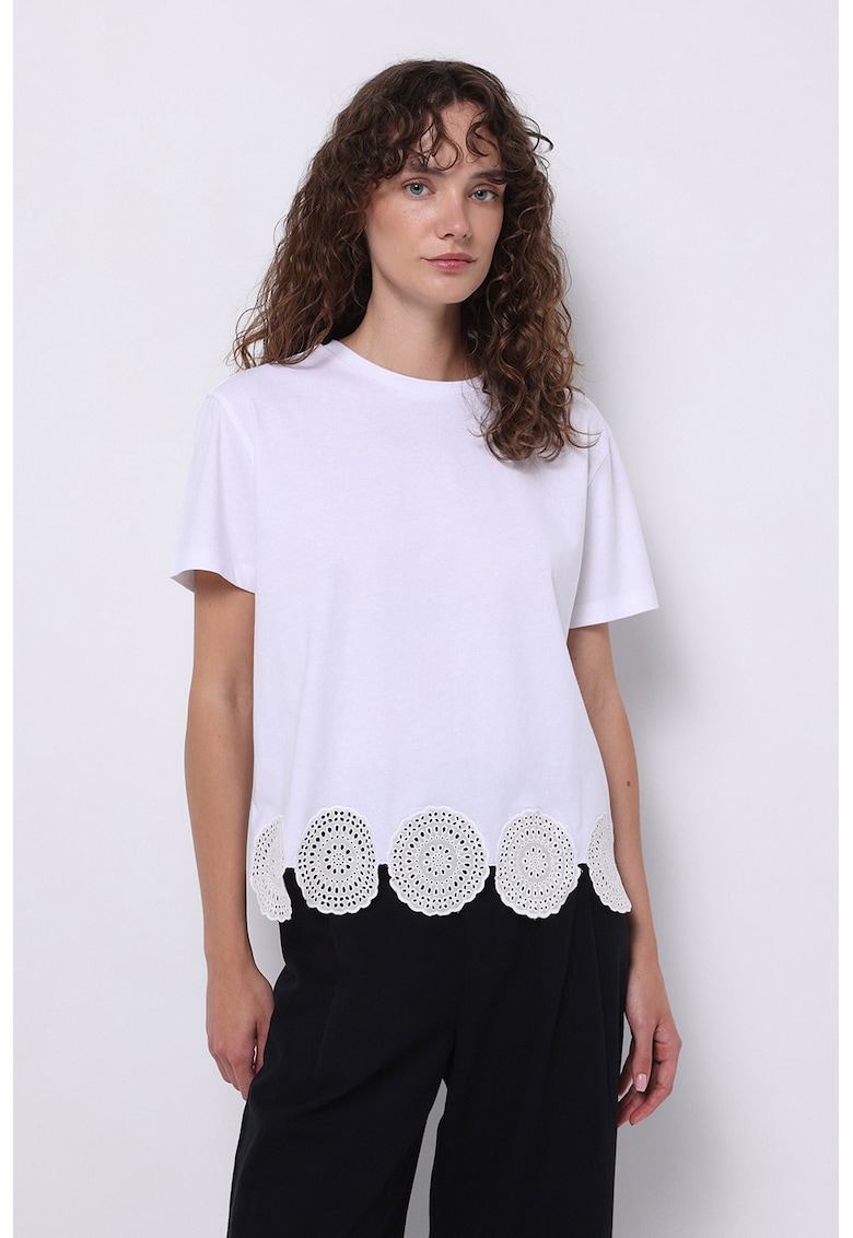 Tricou de bumbac cu insertii crosetate Tricou de bumbac cu insertii crosetate