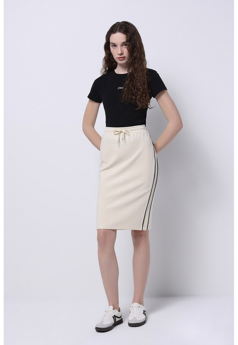 Fusta midi cu snururi - Negru/Crem