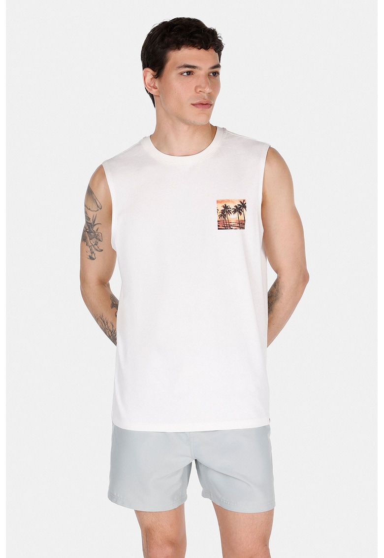 Top de bumbac cu decolteu la baza gatului