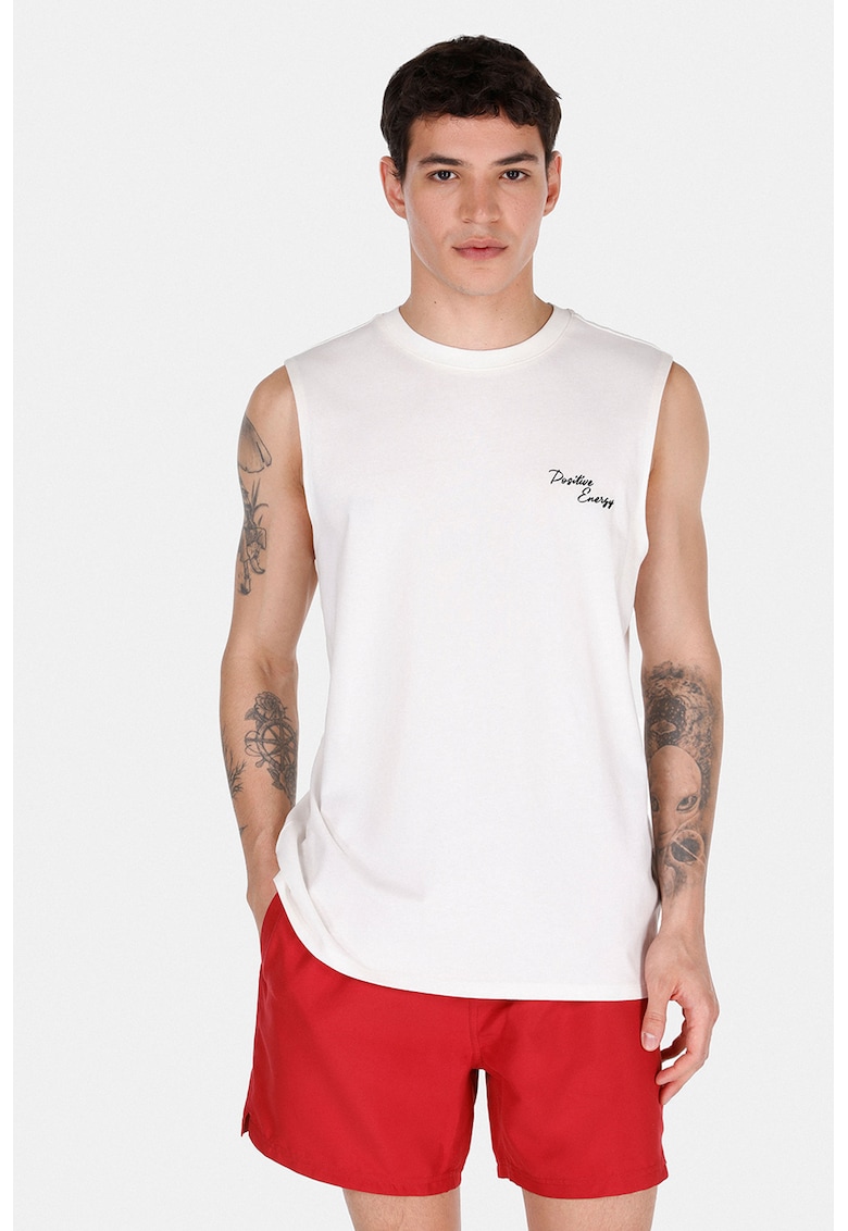 Tricou fara maneci cu imprimeu pe spate Tricou fara maneci cu imprimeu pe spate