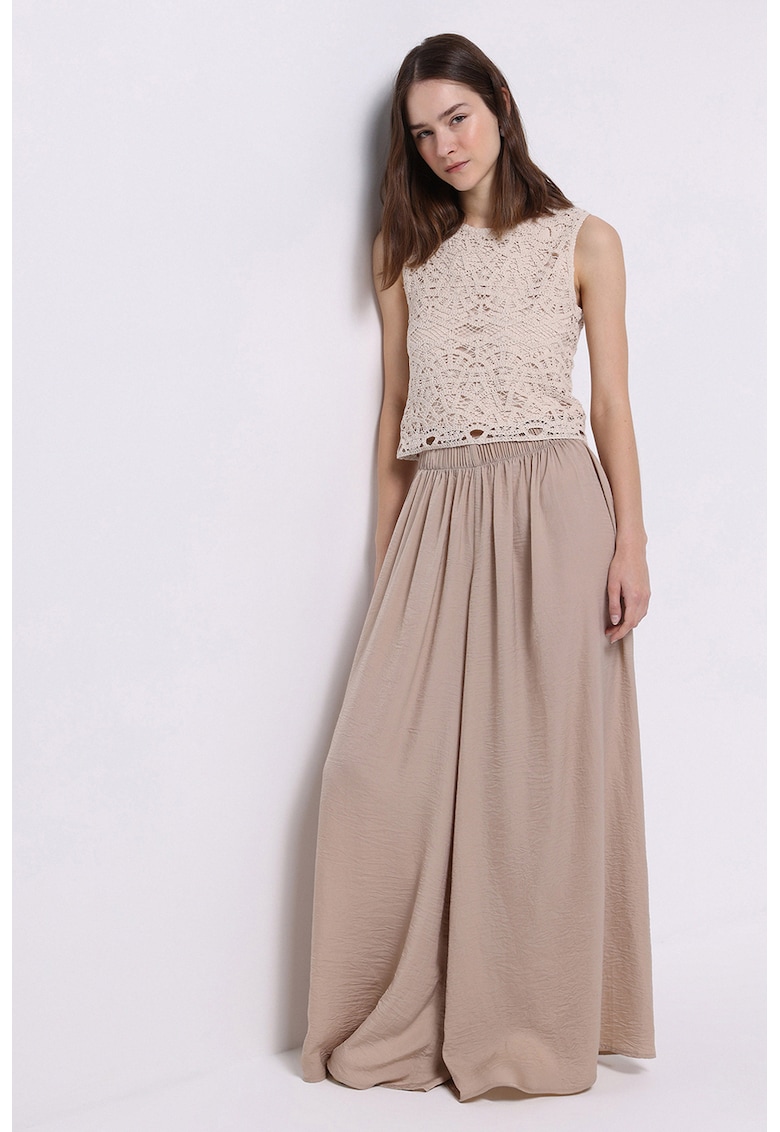 Pantaloni cu croiala ampla - pliuri si talie elastica