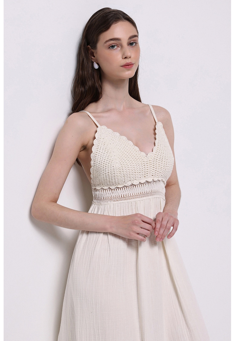 Rochie de bumbac cu croiala in A si bretele subtiri