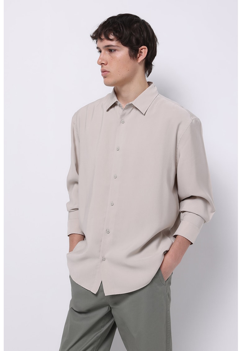 Camasa uni regular fit - Maro taupe