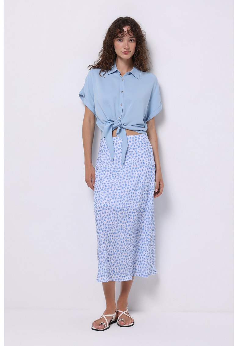 Fusta midi dreapta cu model floral