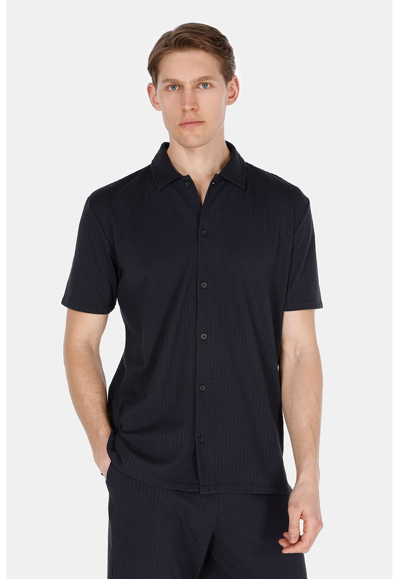 Camasa cu nasturi si maneci scurte - Albastru ultramarin