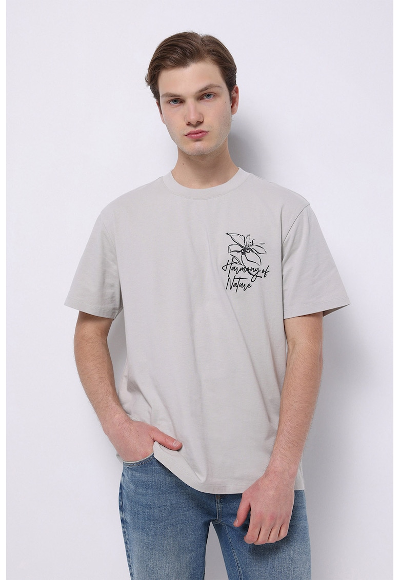 Tricou cu imprimeu floral pe partea din spate