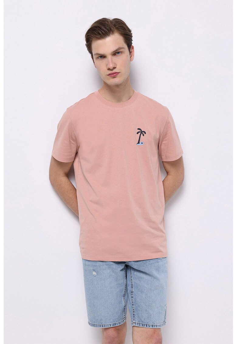 Tricou din bumbac cu imprimeu pe partea din spate - Verde/Roz prafuit/Albastru