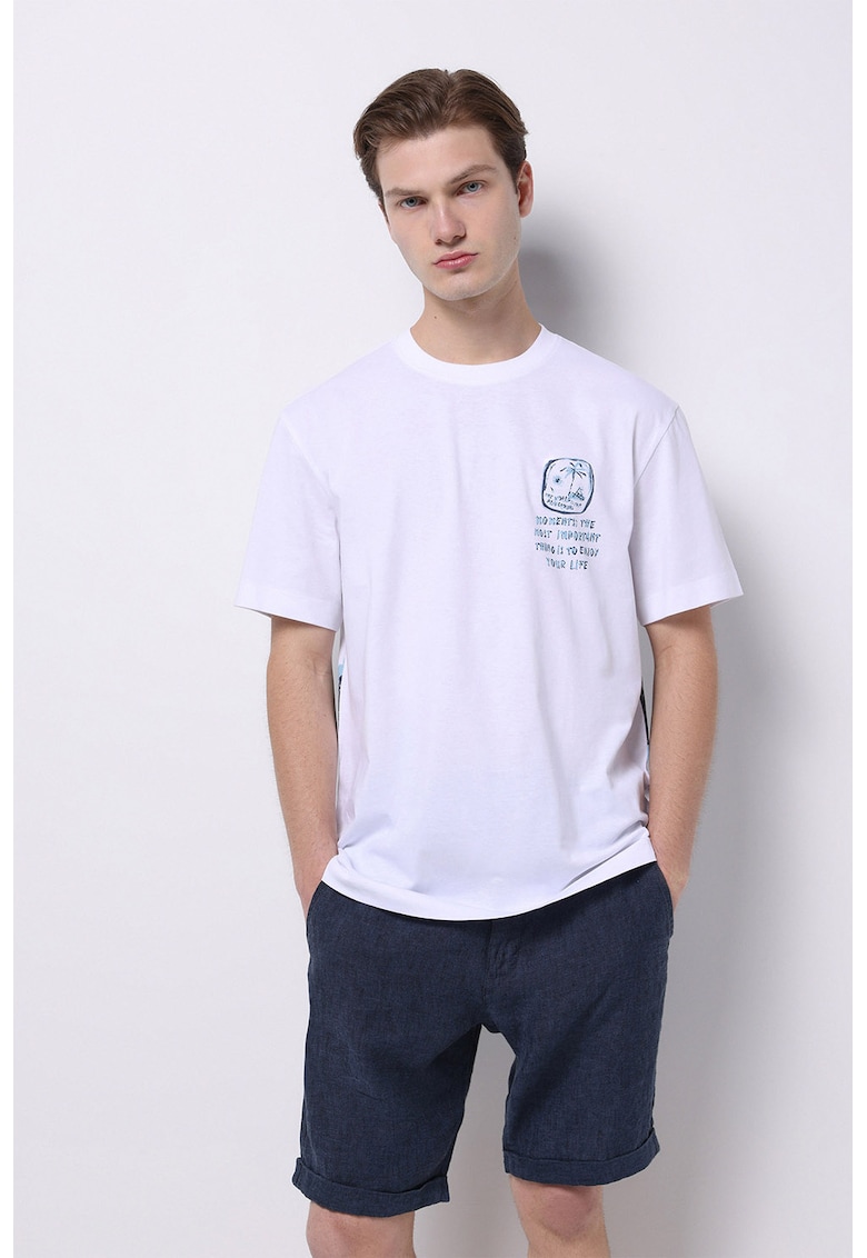 Tricou din bumbac cu imprimeu - Alb/Albastru inchis