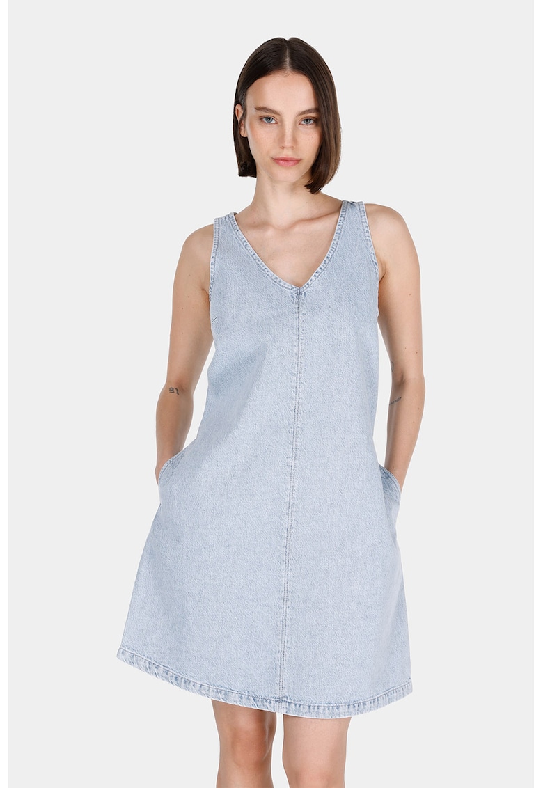 Rochie scurta din denim cu decolteu in V