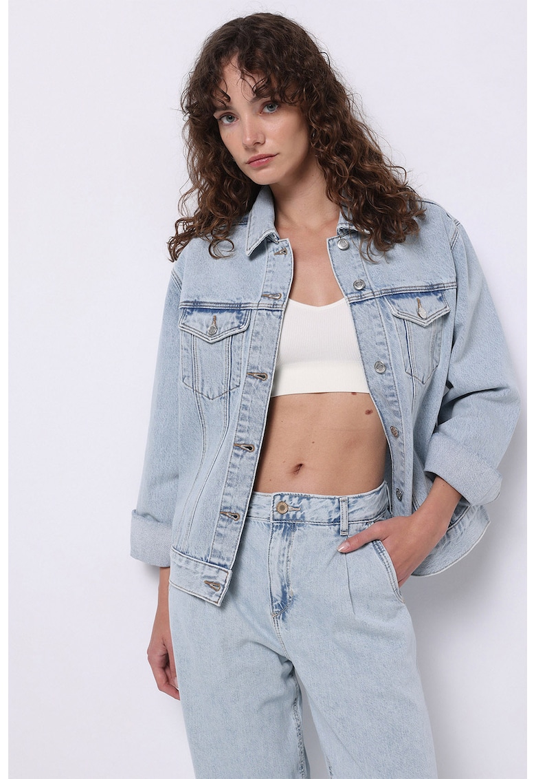 Jacheta din denim cu nasturi