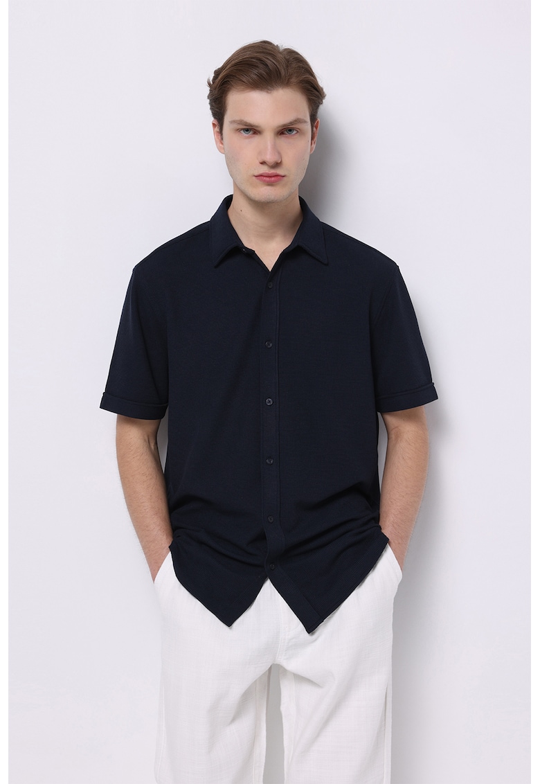 Camasa uni cu maneci scurte - Albastru ultramarin
