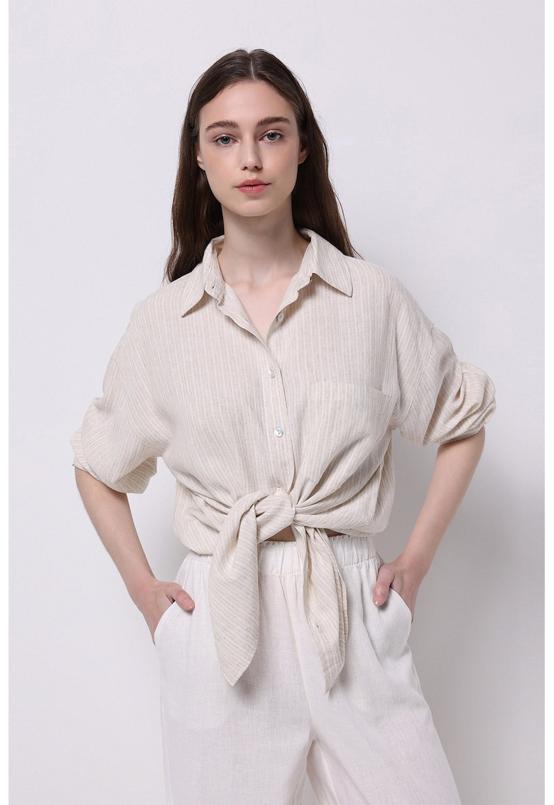 Camasa din amestec de in cu guler ascutit Camasa din amestec de in cu guler ascutit