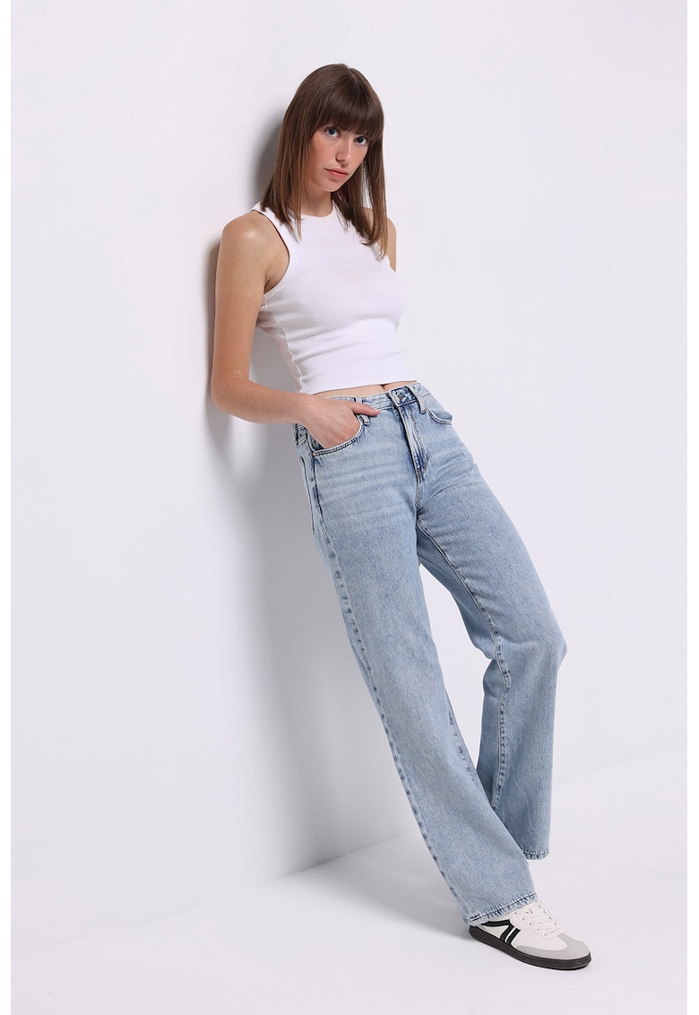Blugi drepti - Albastru deschis melange