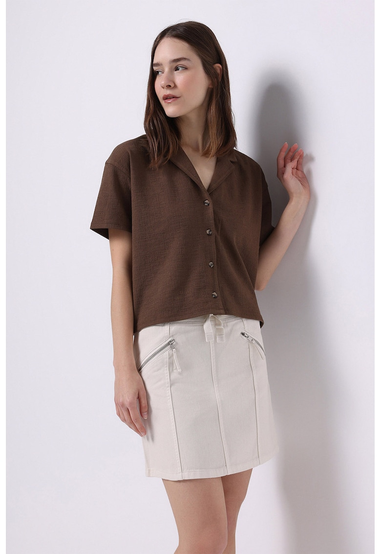 Fusta mini cu snur elastic in talie