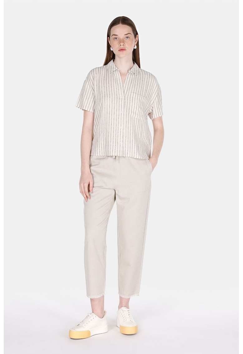 Pantaloni crop din amestec de lyocell