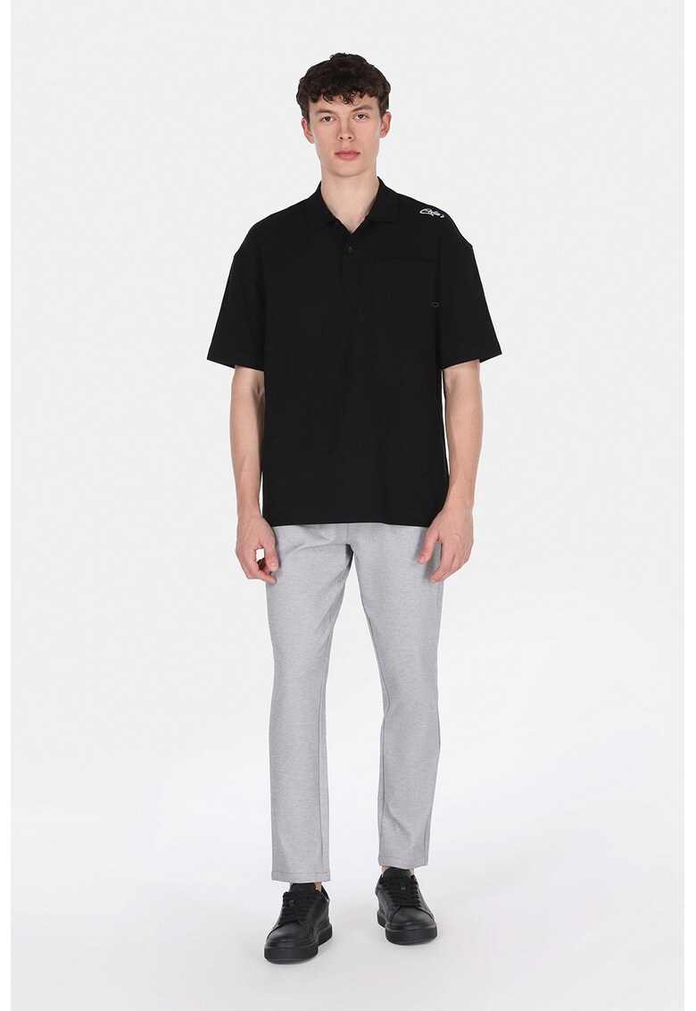 Pantaloni cu snur in talie si talie medie - Gri deschis