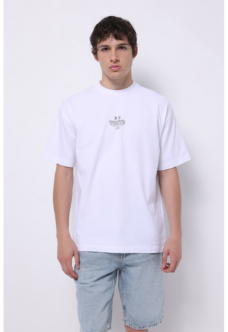 Tricou cu detaliu text - Alb optic