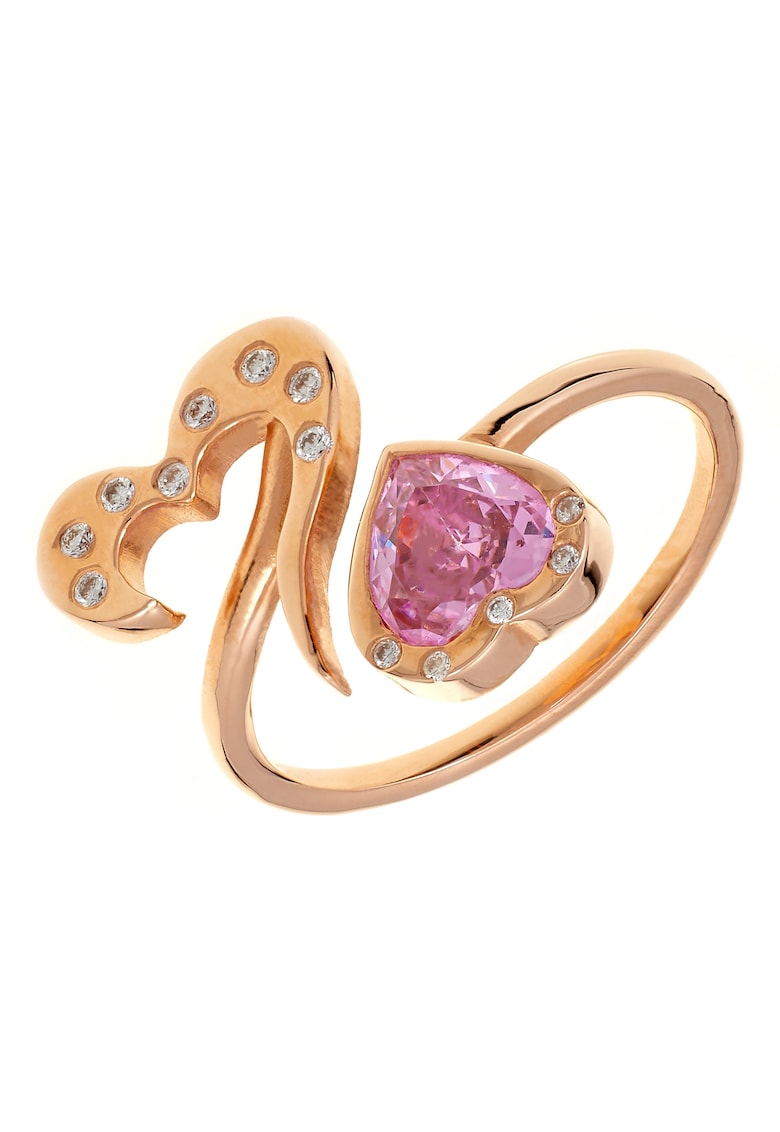 Inel decorat cu safir si diamnate Toi et Moi Hearts Inel decorat cu safir si diamnate Toi et Moi Hearts