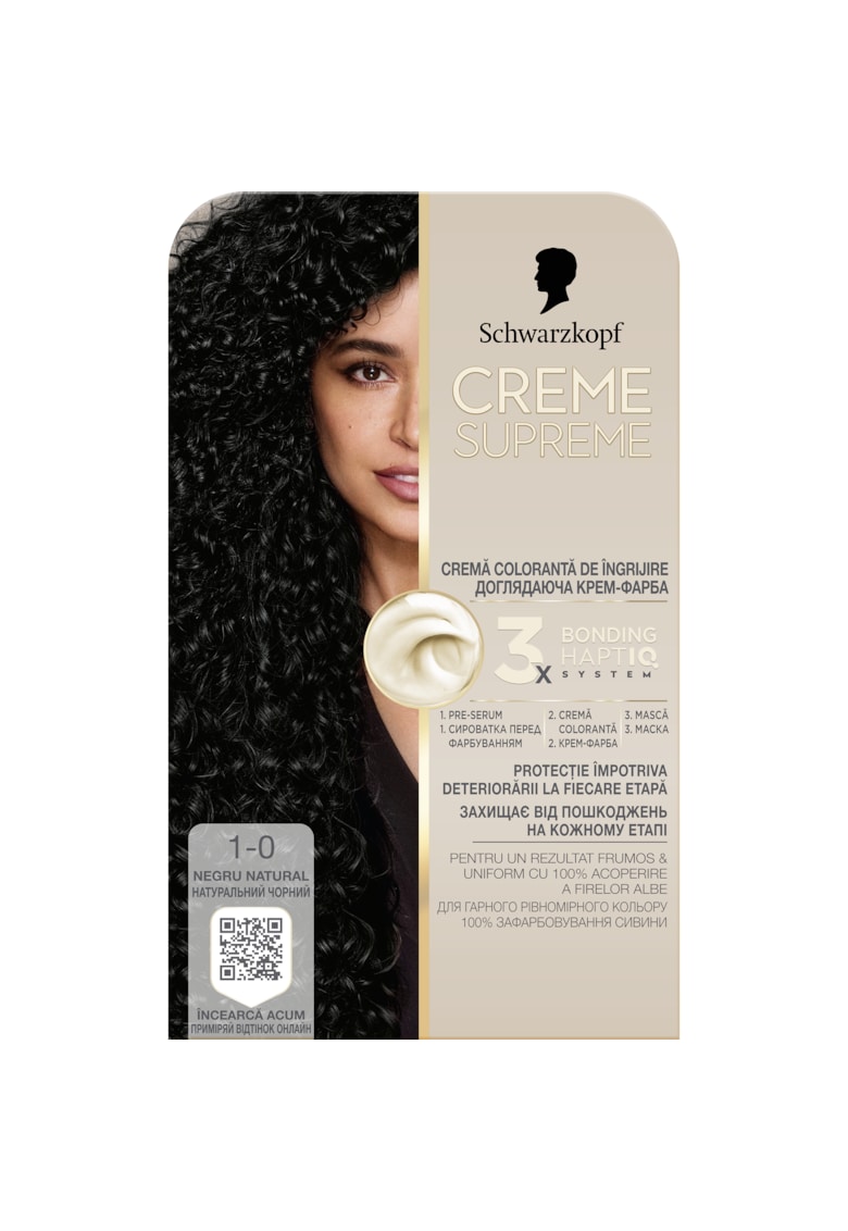 Vopsea de par permanenta cu amoniac Schwarzkopf 182 ml - 1-0 - 182 ml