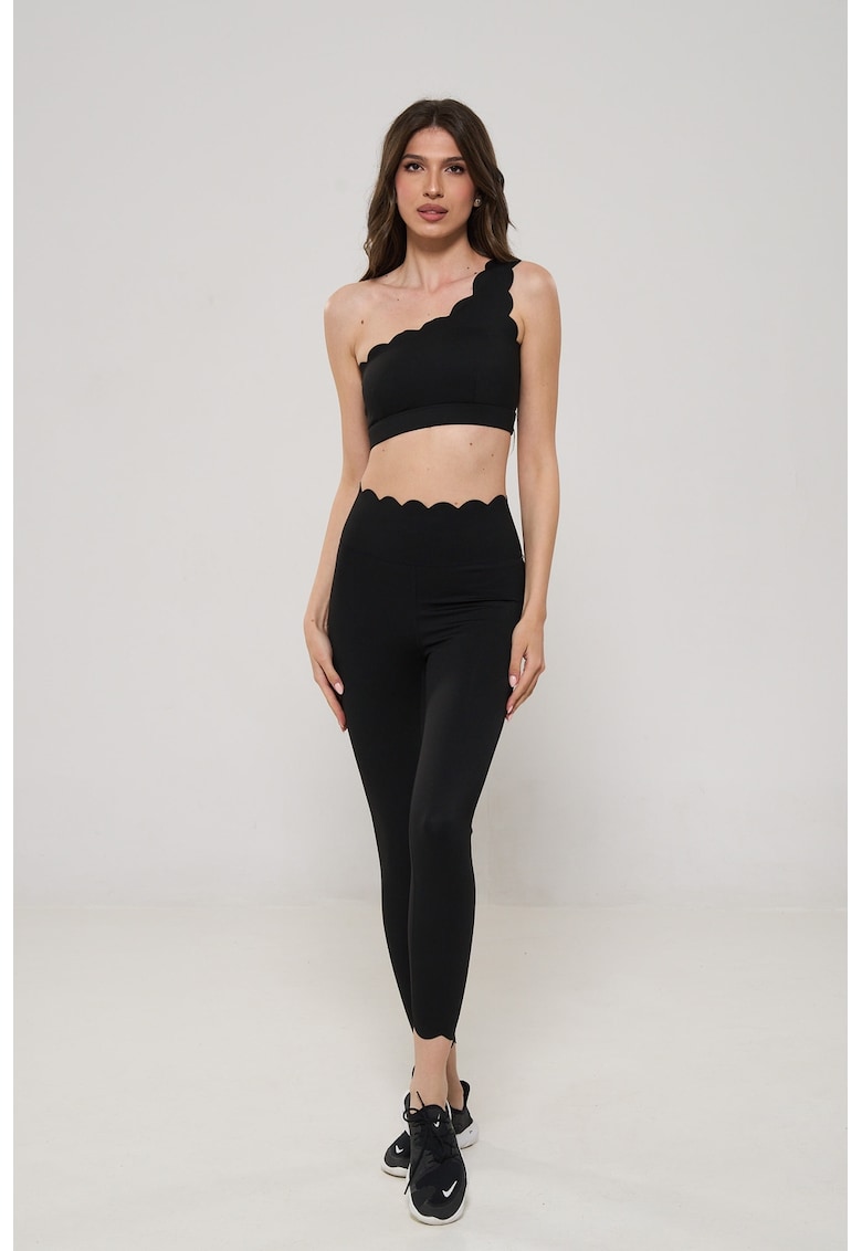 Set de top cu decolteu pe un umar si colanti - 2 piese