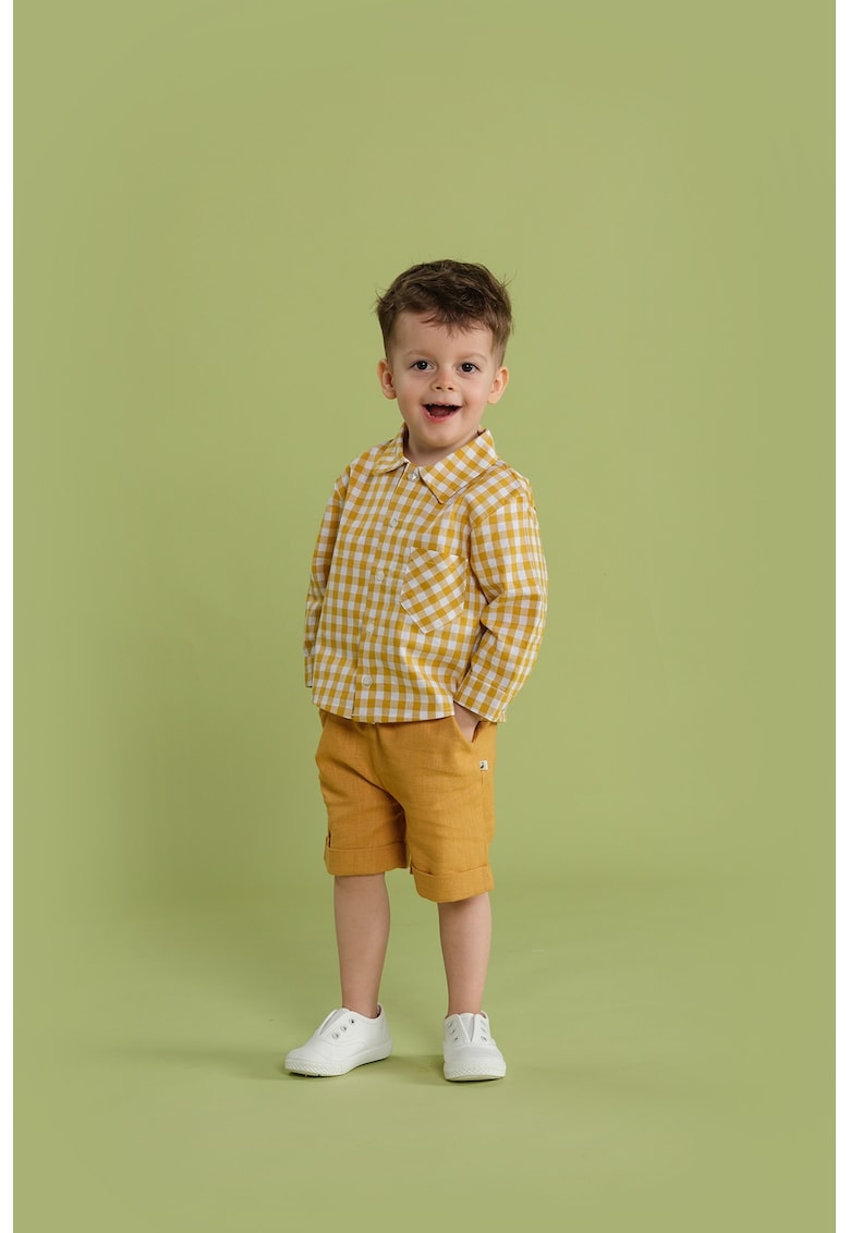 Camasa din bumbac cu buzunar aplicat si model in carouri