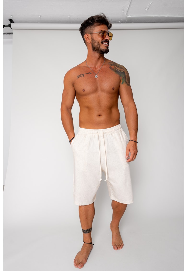 Pantaloni scurt din IN cu snur Light Beige 17243