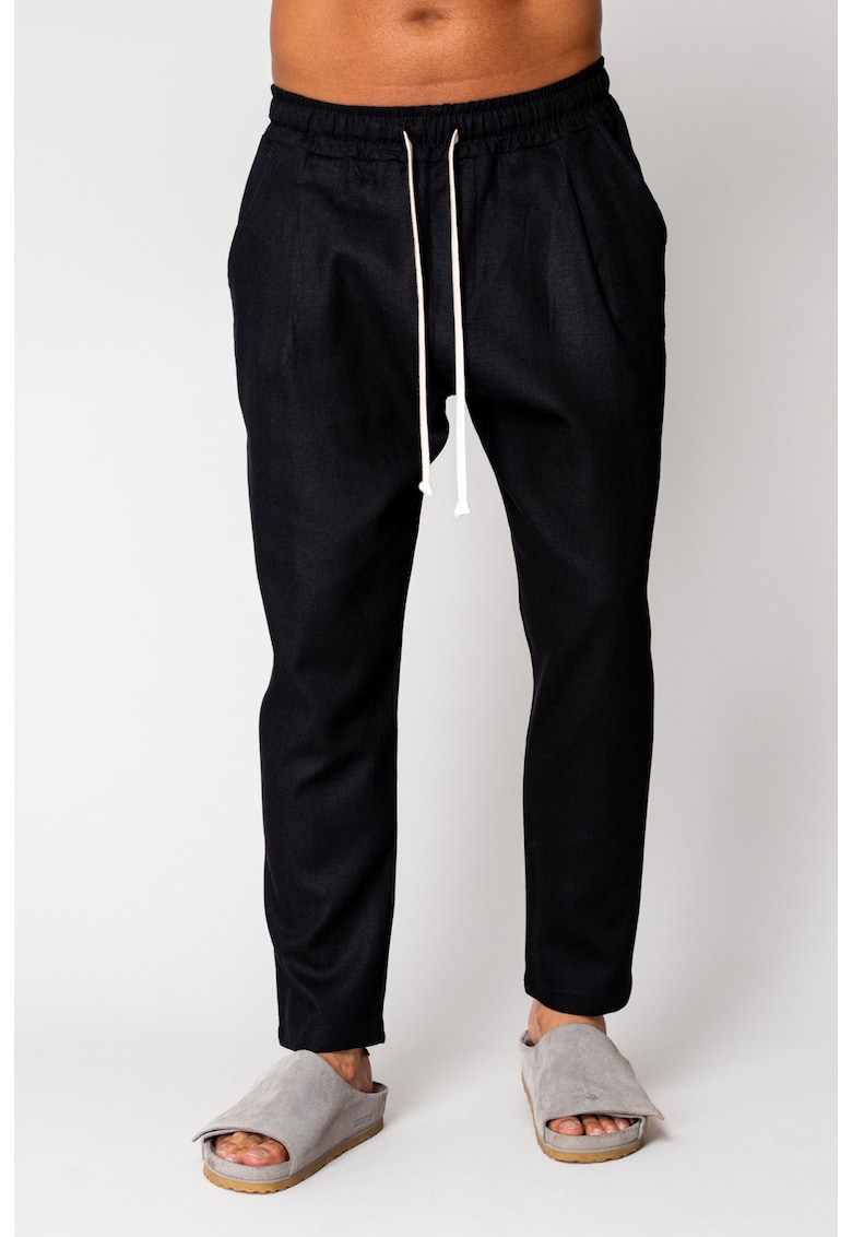 Pantaloni lung din IN regular cu snur Black 17228