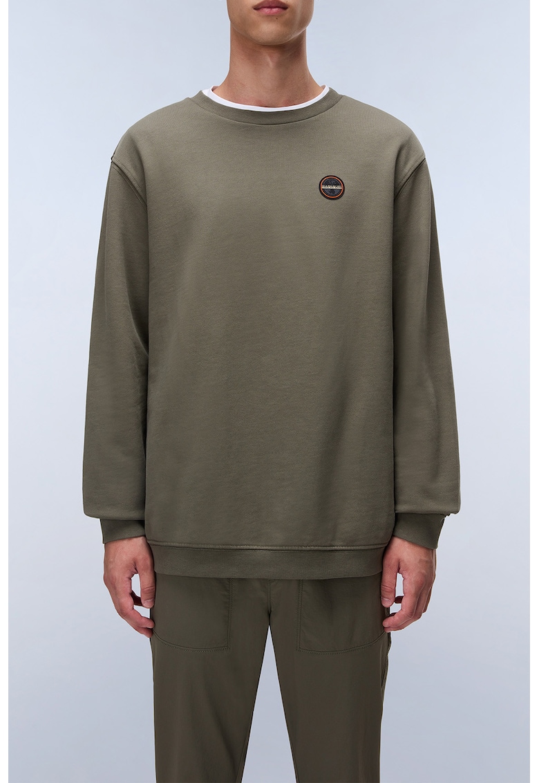 Bluza de trening din bumbac cu decolteu la baza gatului - Kaki