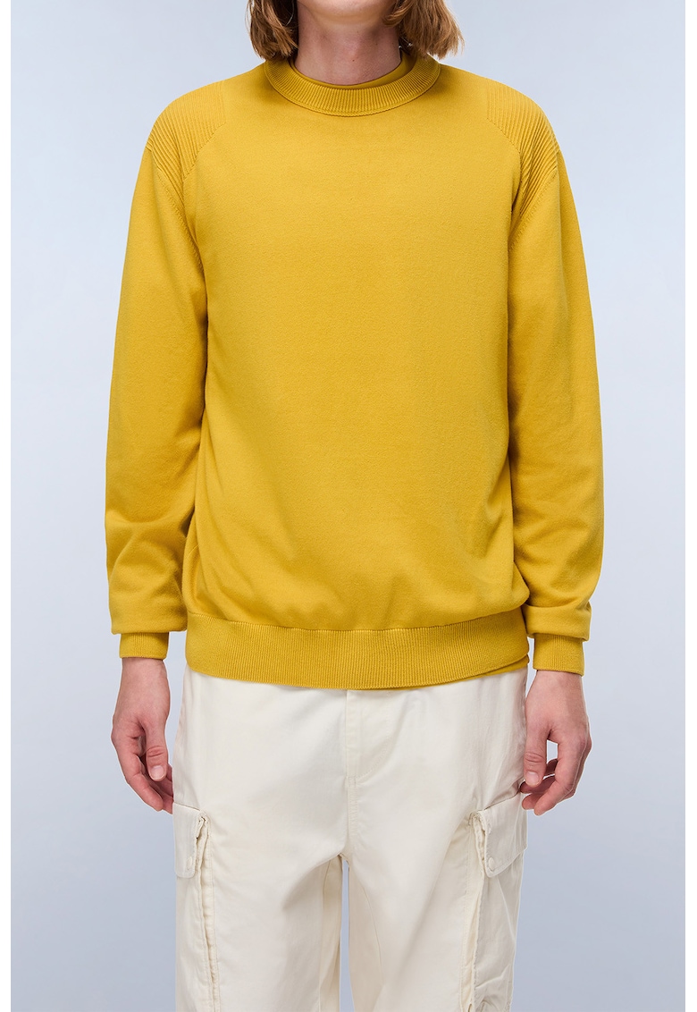 Pulover de bumbac cu decolteu la baza gatului