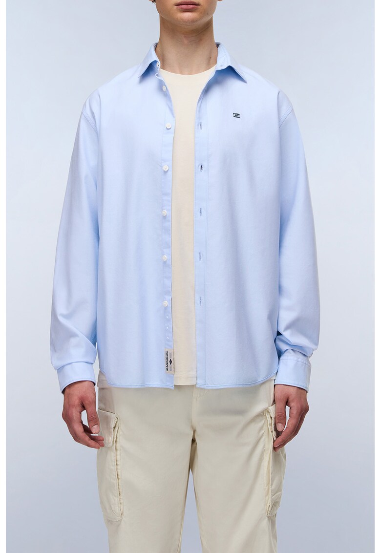 Camasa uni cu guler fixat cu nasturi - Albastru pastel
