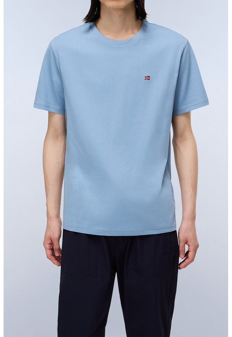 Tricou regular-fit de bumbac Salis - Rosu inchis/Albastru deschis