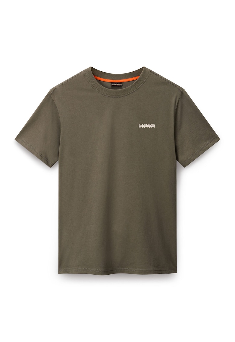 Tricou cu decolteu la baza gatului si model uni - Verde