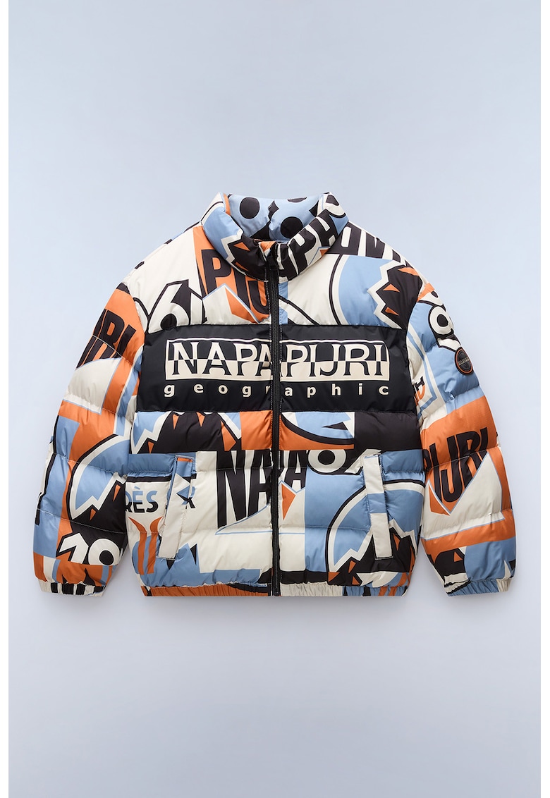 Jacheta cu imprimeu grafic si fermoar