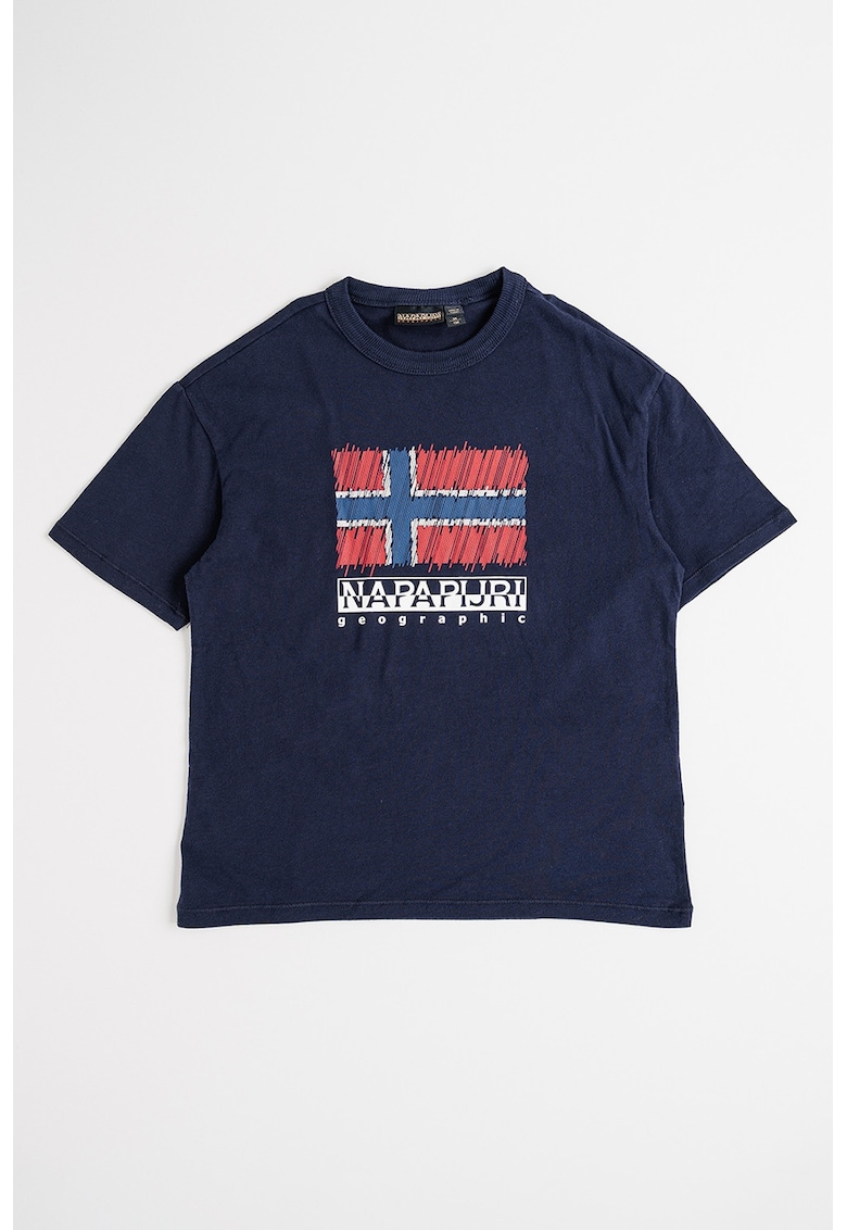 Tricou din bumbac cu imprimeu logo - Rosu/Albastru ultramarin